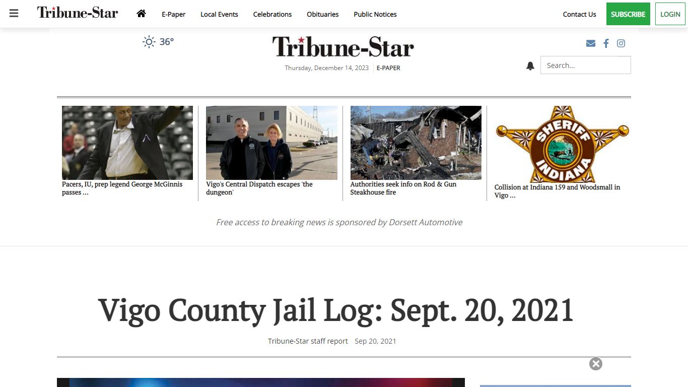 Vigo County Jail Log: Sept. 20, 2021 | Arrest Reports | tribstar.com